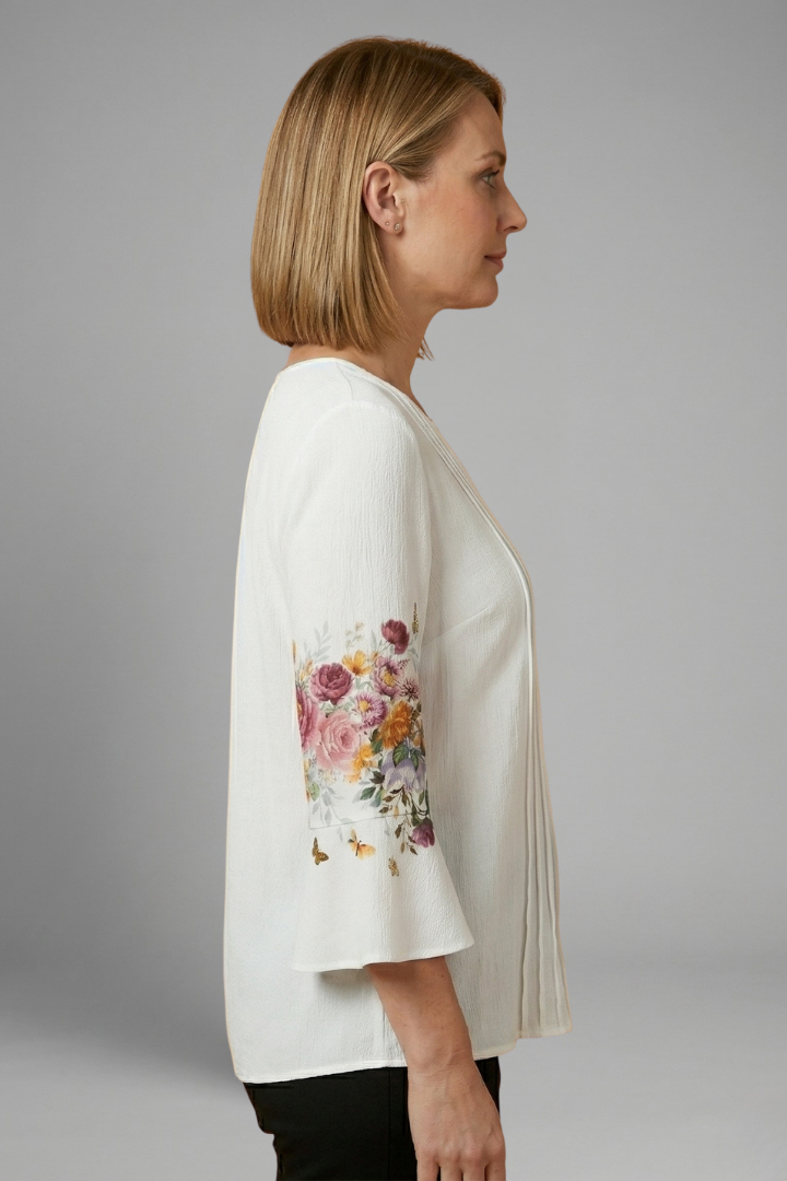 Women’s Top with Round Neck and Cotton Blend