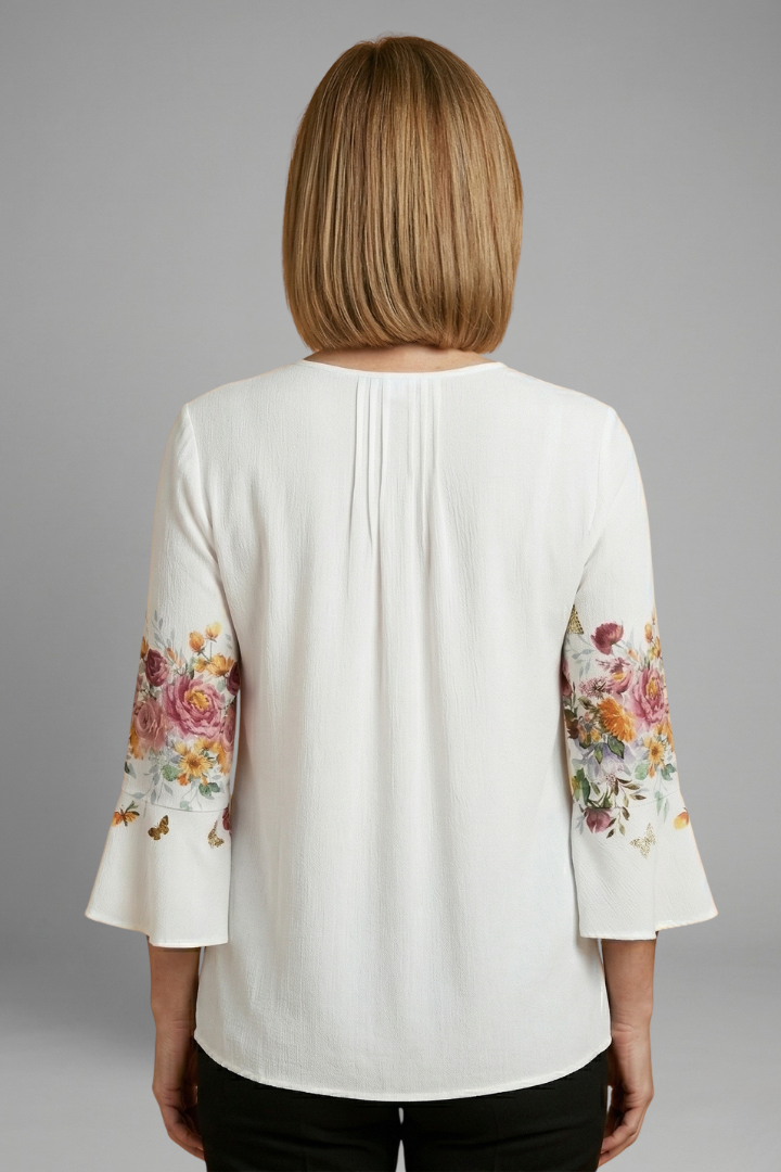 Women’s Top with Round Neck and Cotton Blend