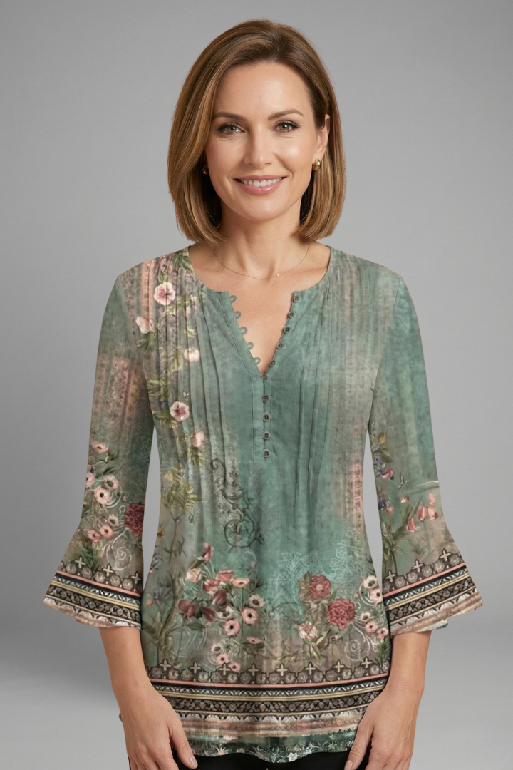 Women’s Top with Round Neck and Cotton Blend