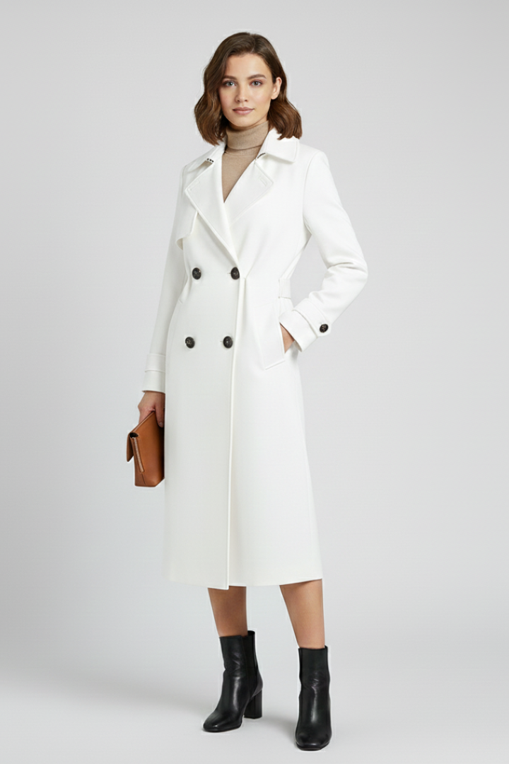 Women’s Trench Coat with Front Button Layout and Structured Outer Surface