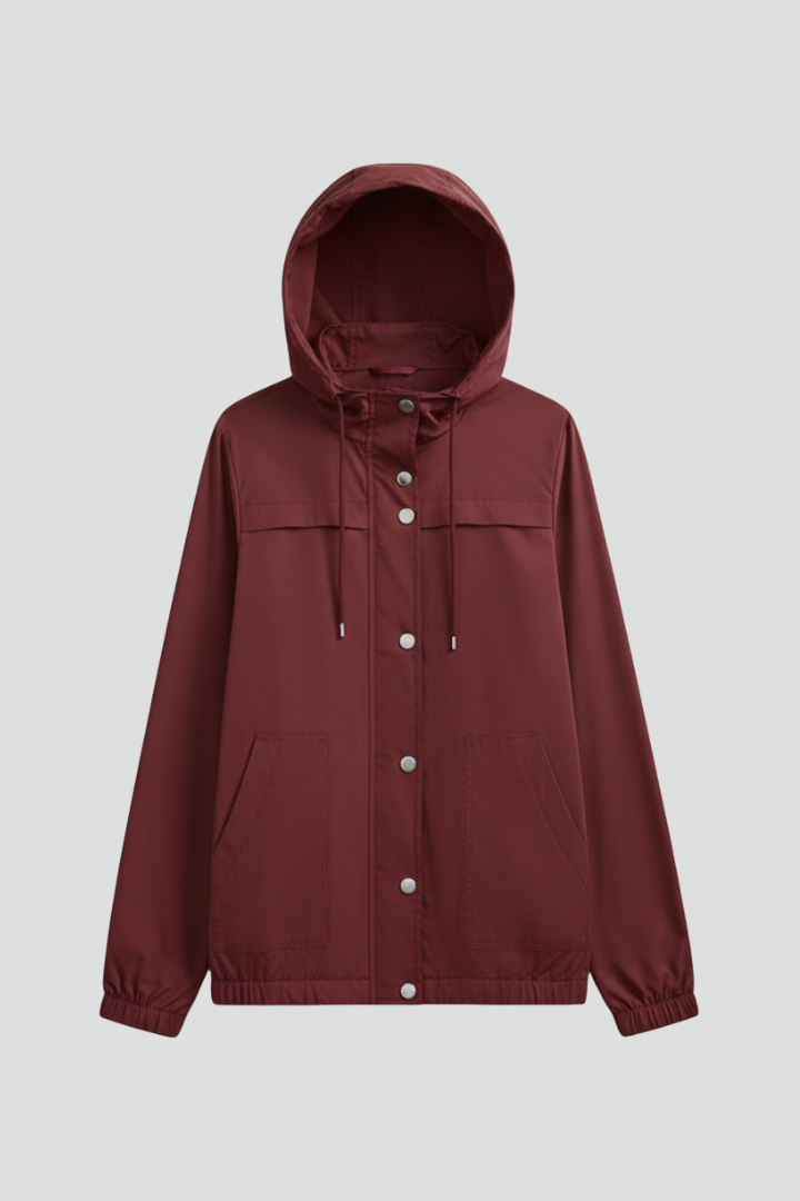 Women’s Trench Coat with Hood and Long Sleeves