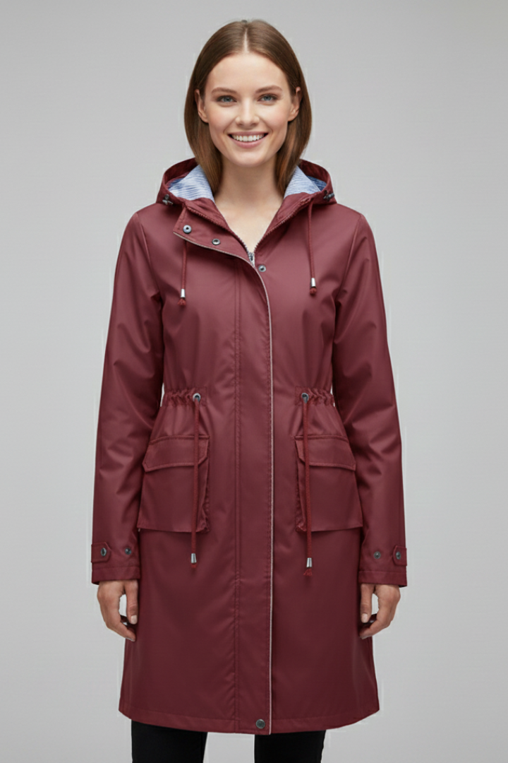 Women’s Trench Coat with Hood and Zip