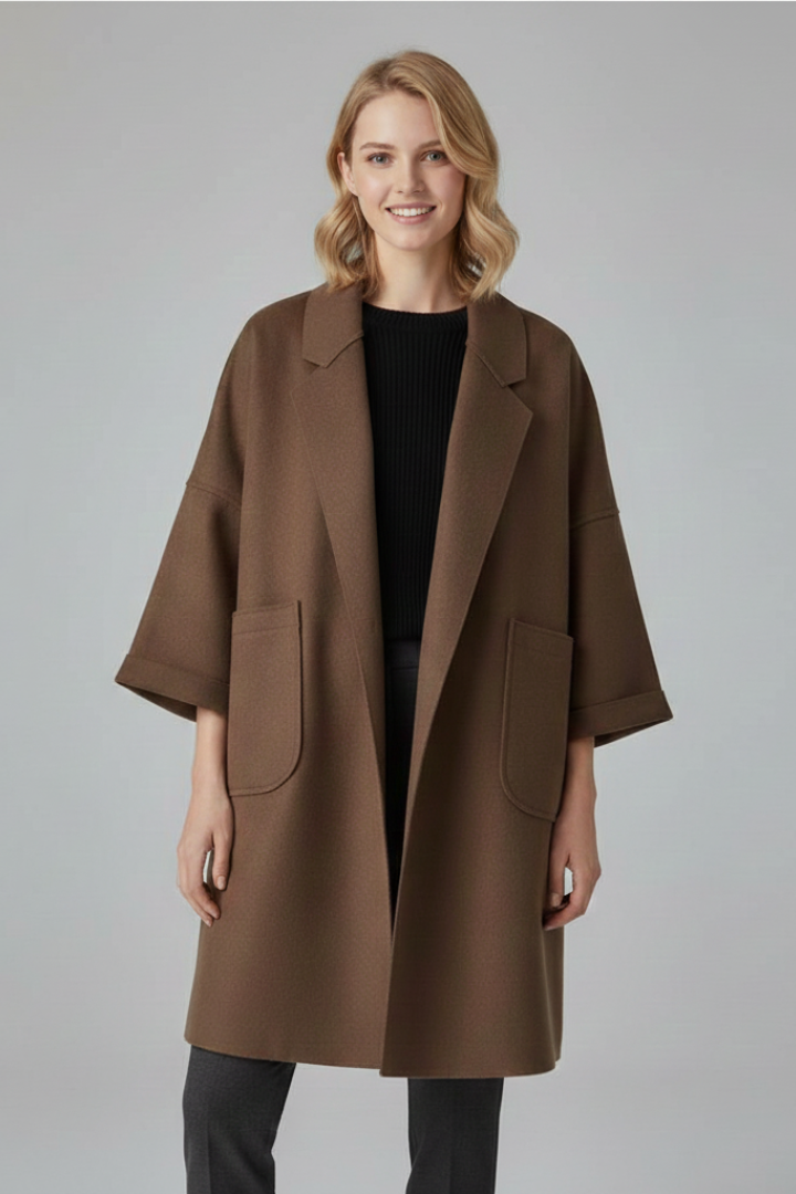 Women’s Trench Coat with Lapel Collar and Patch Pockets