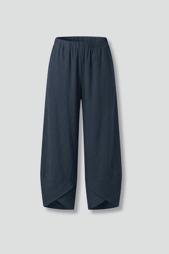 Women’s Trousers with Elastic Waistband and Cropped Legs
