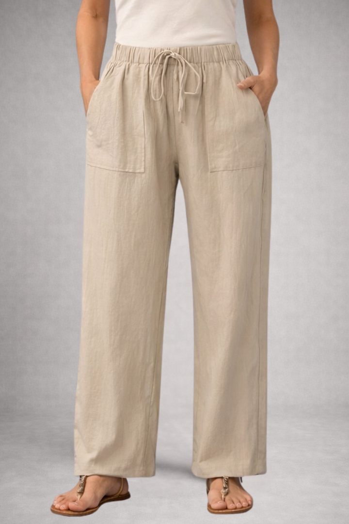 Women’s Trousers with Elastic Waistband and Patch Pockets