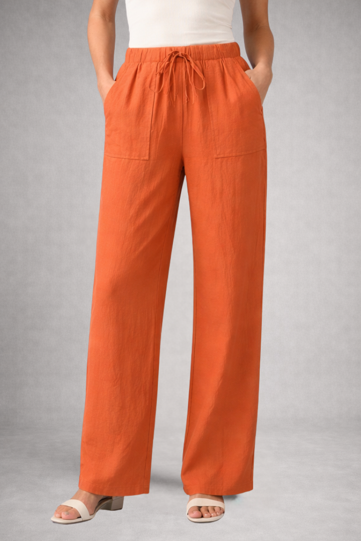 Women’s Trousers with Elastic Waistband and Patch Pockets