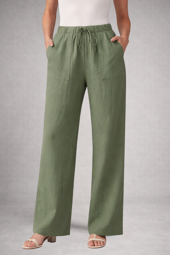 Women’s Trousers with Elastic Waistband and Patch Pockets