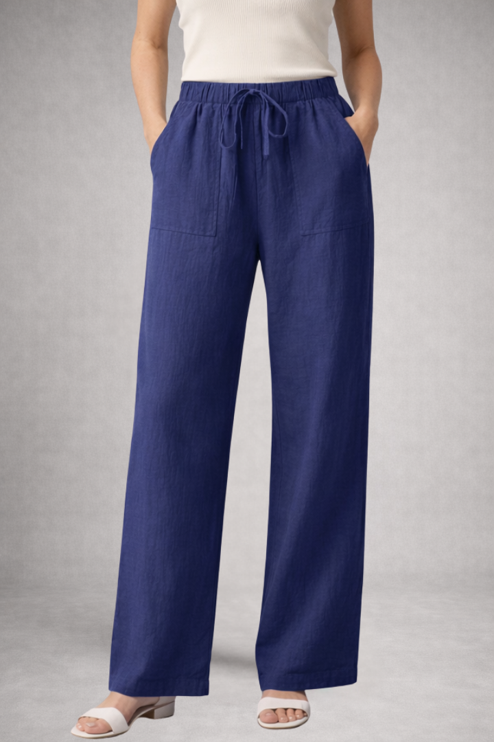 Women’s Trousers with Elastic Waistband and Patch Pockets