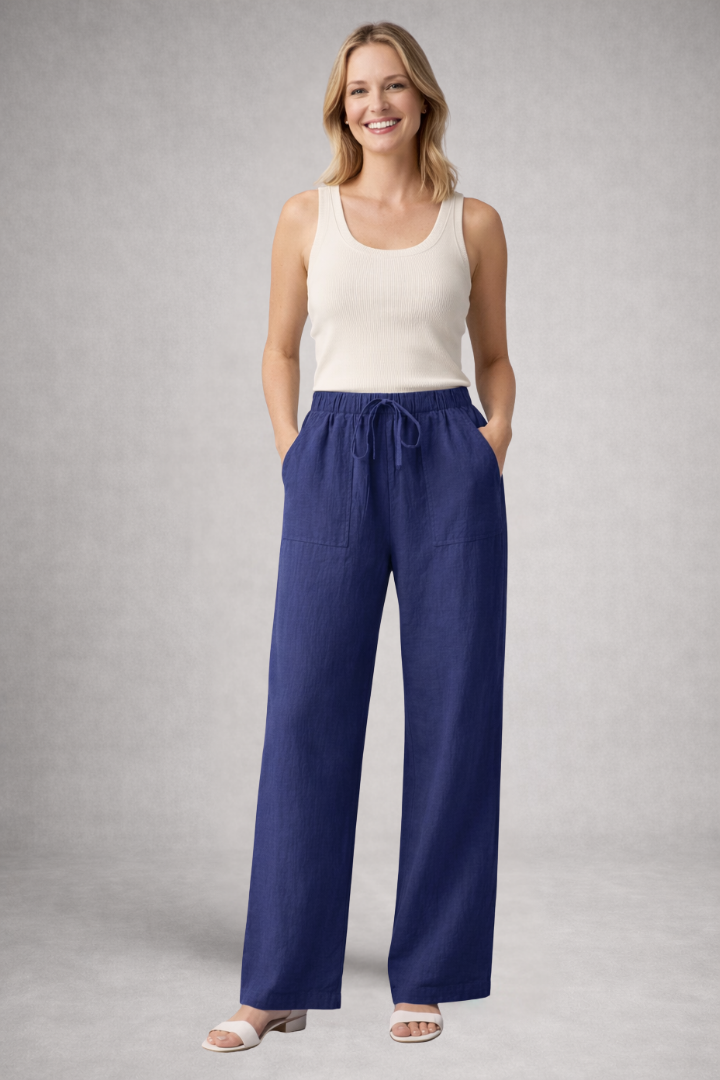 Women’s Trousers with Elastic Waistband and Patch Pockets
