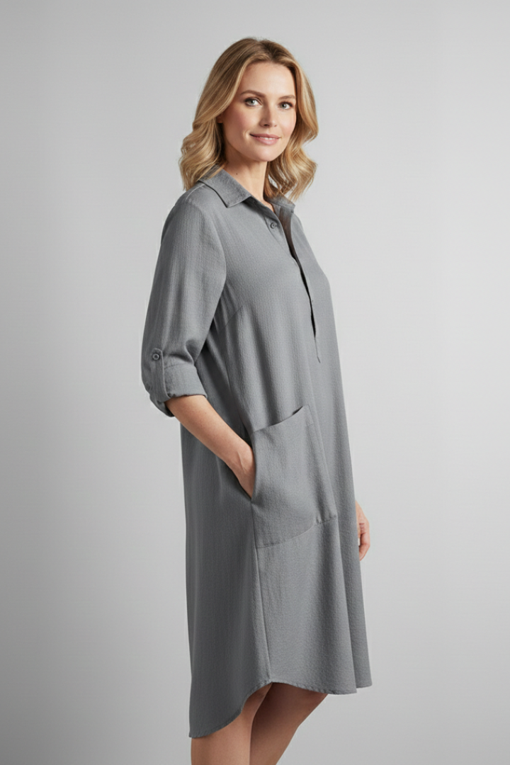 Women’s Tunic Blouse with Collar and Button Fastening