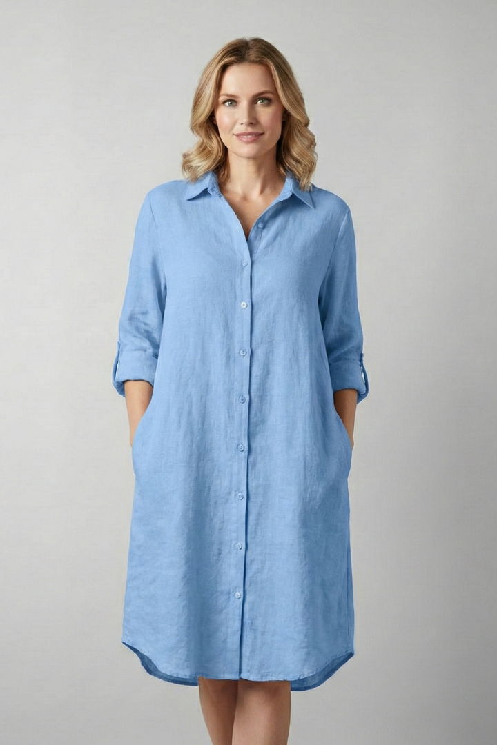Women’s Tunic Blouse with Collar and Button Fastening