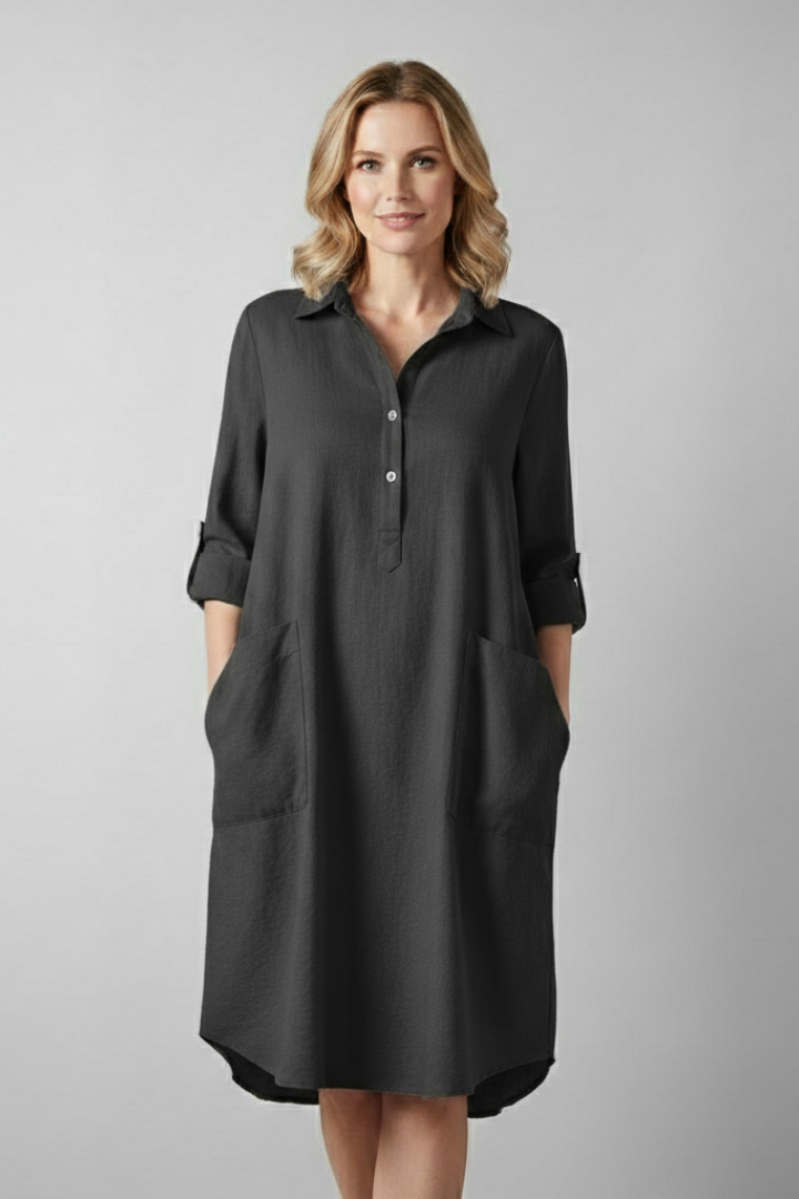Women’s Tunic Blouse with Collar and Button Fastening