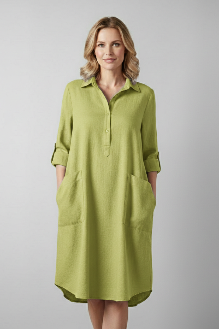 Women’s Tunic Blouse with Collar and Button Fastening