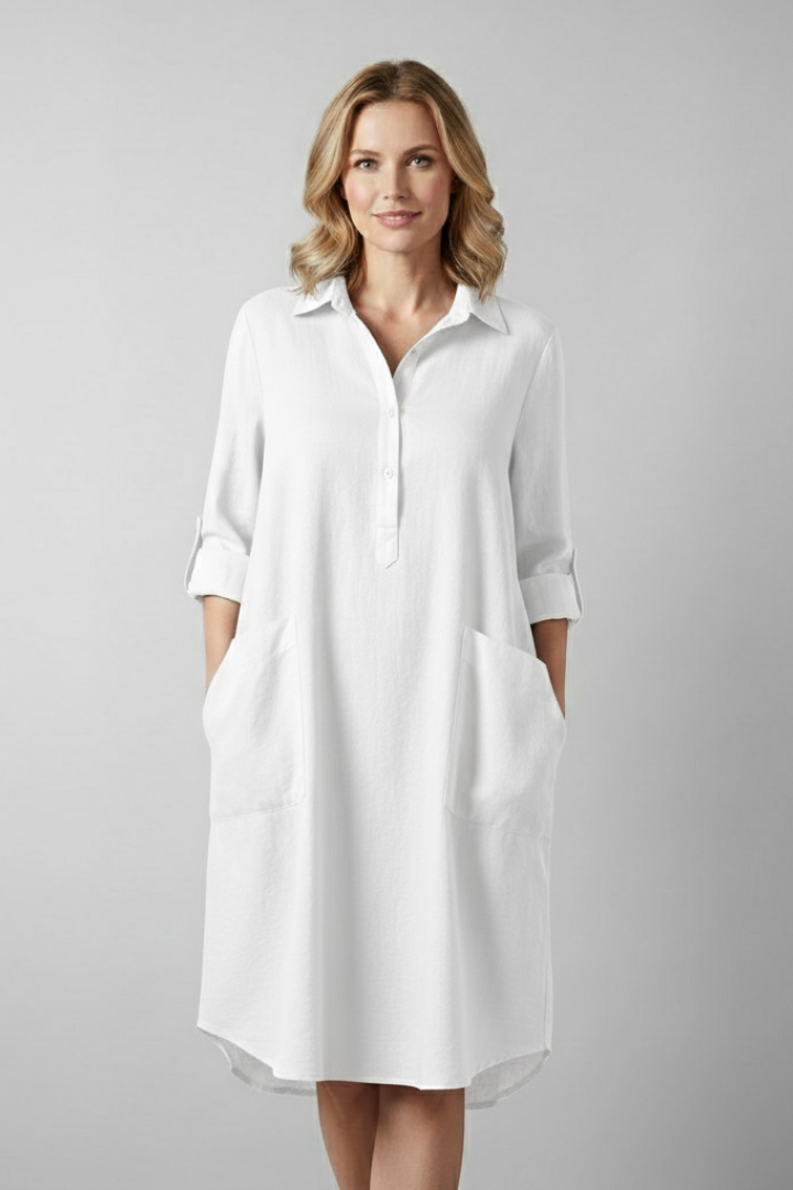 Women’s Tunic Blouse with Collar and Button Fastening
