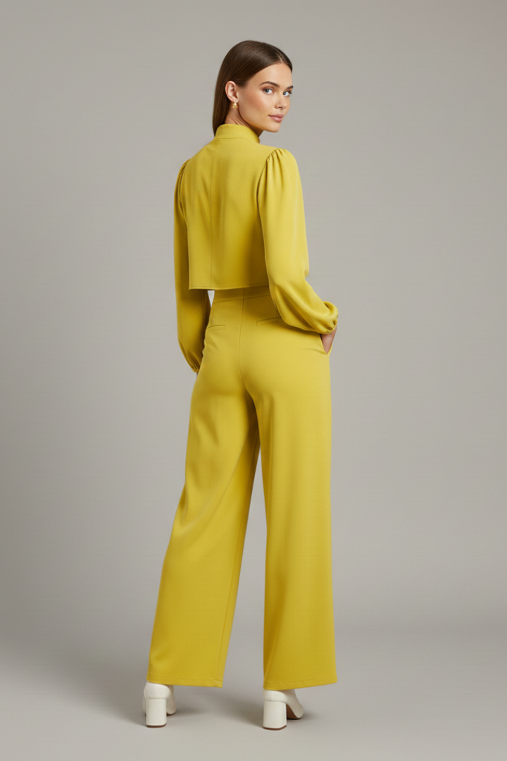 Women’s Two-Piece Set with Cropped Top and Wide Trousers