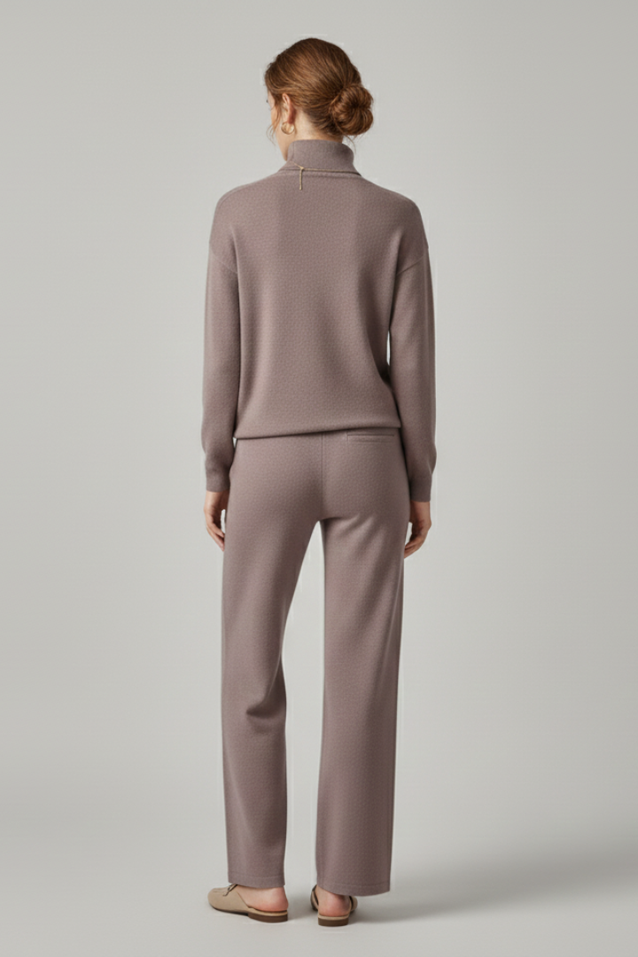 Women’s Two-Piece Set with High Neck and Wide-Leg Pants