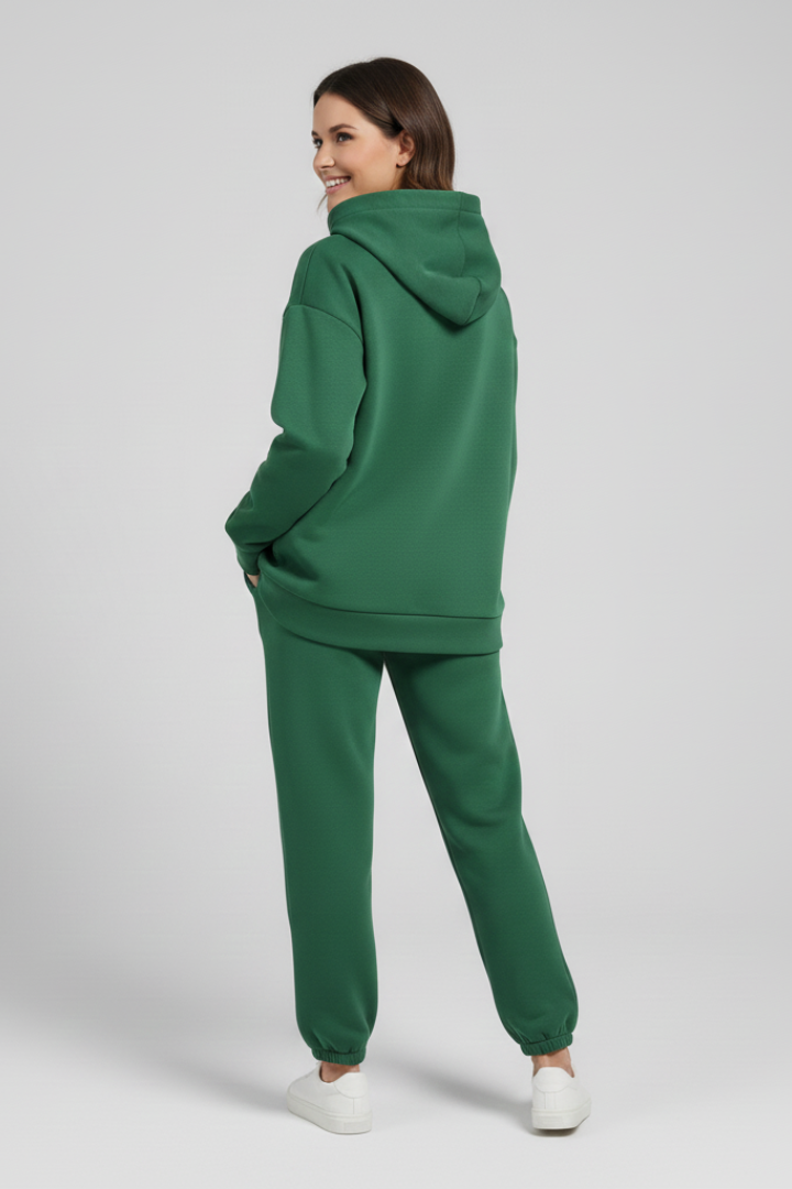 Women’s Two-Piece Set with Hoodie and Elastic Waist Trousers