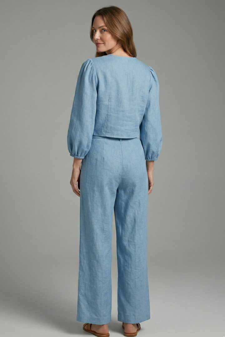 Women’s Two-Piece Set with Lace-Up Top and Elastic Waist Skirt