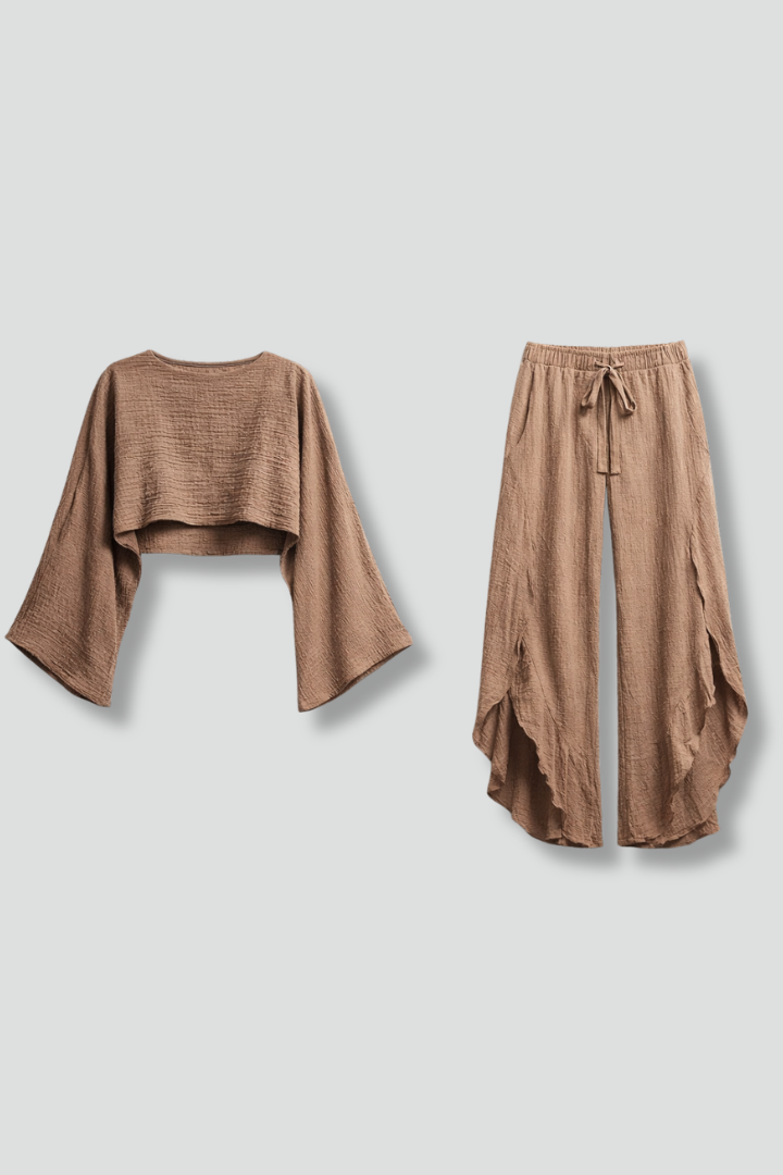 Women’s Two-Piece Set with Long Sleeves and Wide Legs