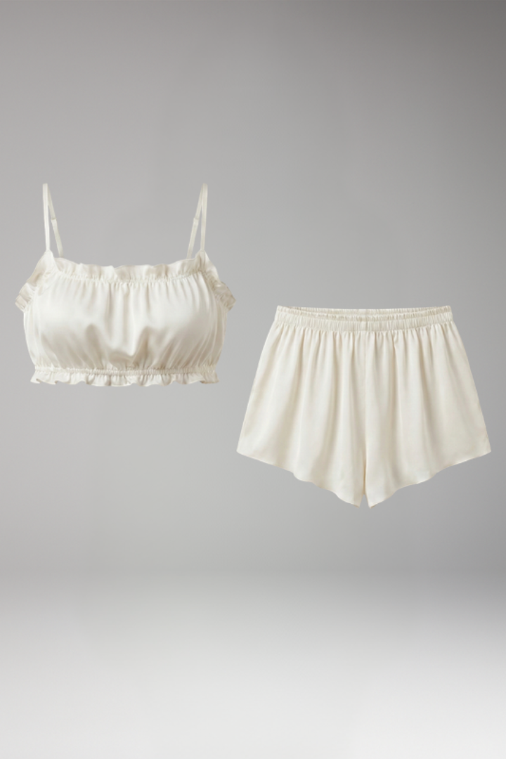 Women’s Two-Piece Set with Ruffle Trim and Elastic Waist
