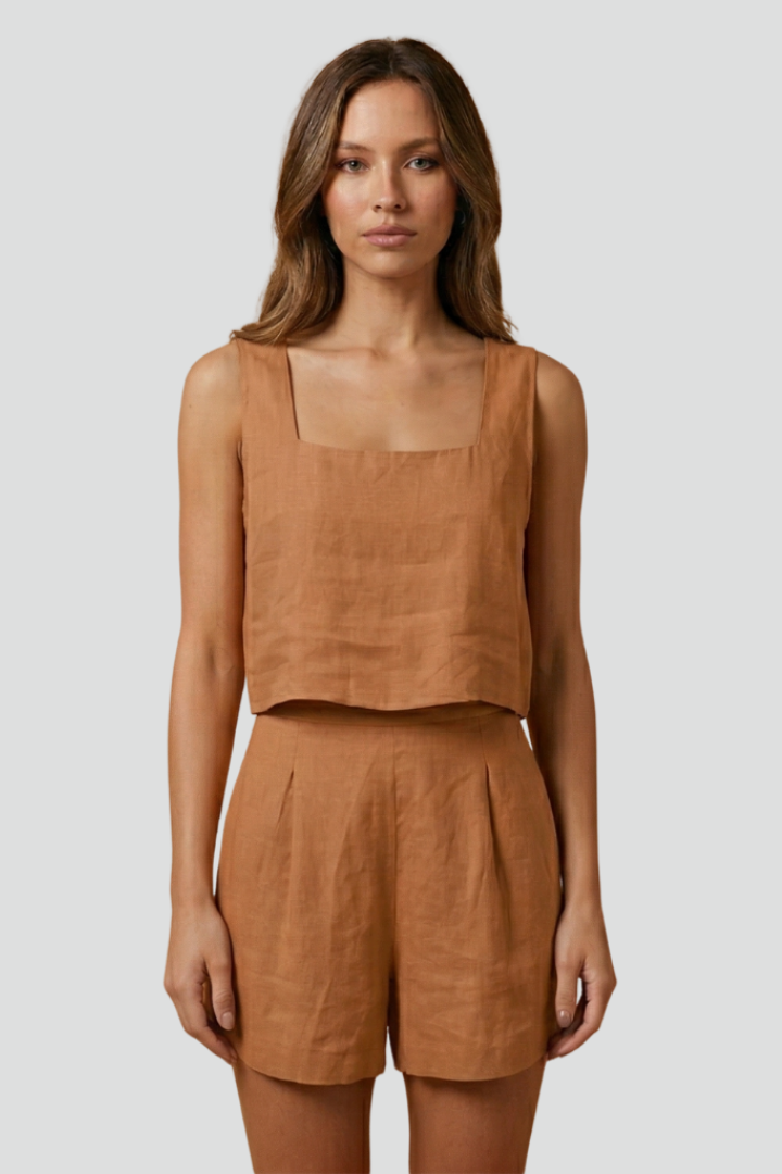 Women’s Two-Piece Set with Sleeveless Top and Elastic Waist Shorts