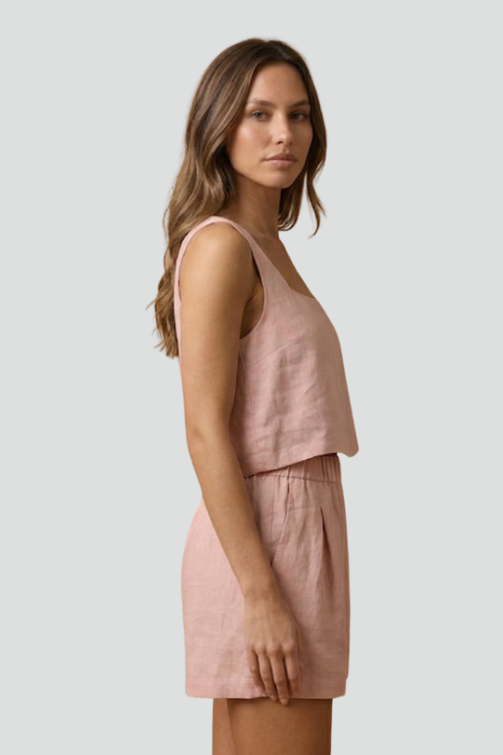 Women’s Two-Piece Set with Sleeveless Top and Elastic Waist Shorts