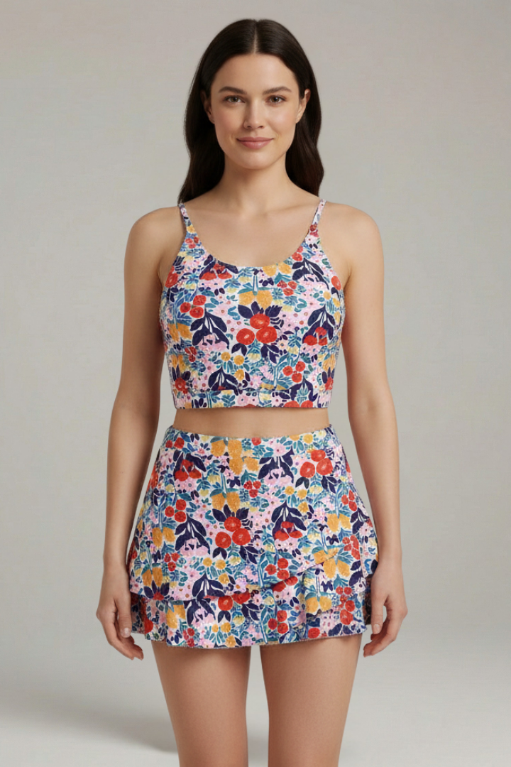 Women’s Two-Piece Set with Strap Top and Skirt