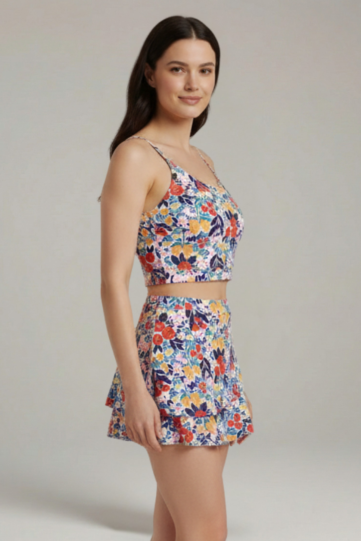 Women’s Two-Piece Set with Strap Top and Skirt