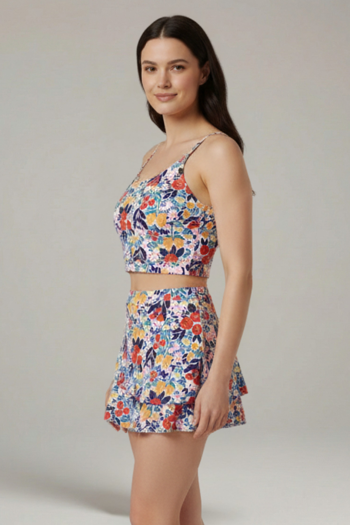 Women’s Two-Piece Set with Strap Top and Skirt