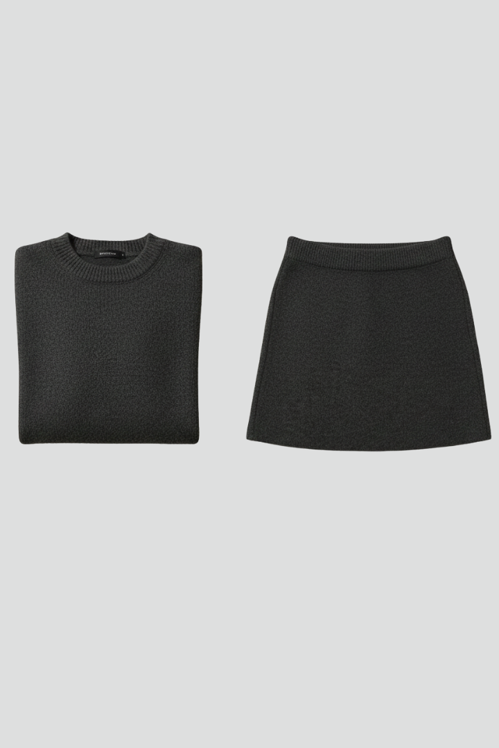 Women’s Two-Piece Set with Sweater and Skirt