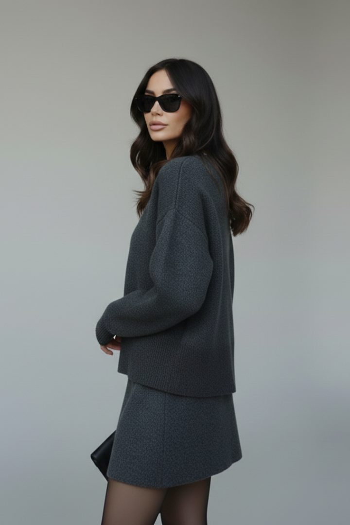 Women’s Two-Piece Set with Sweater and Skirt