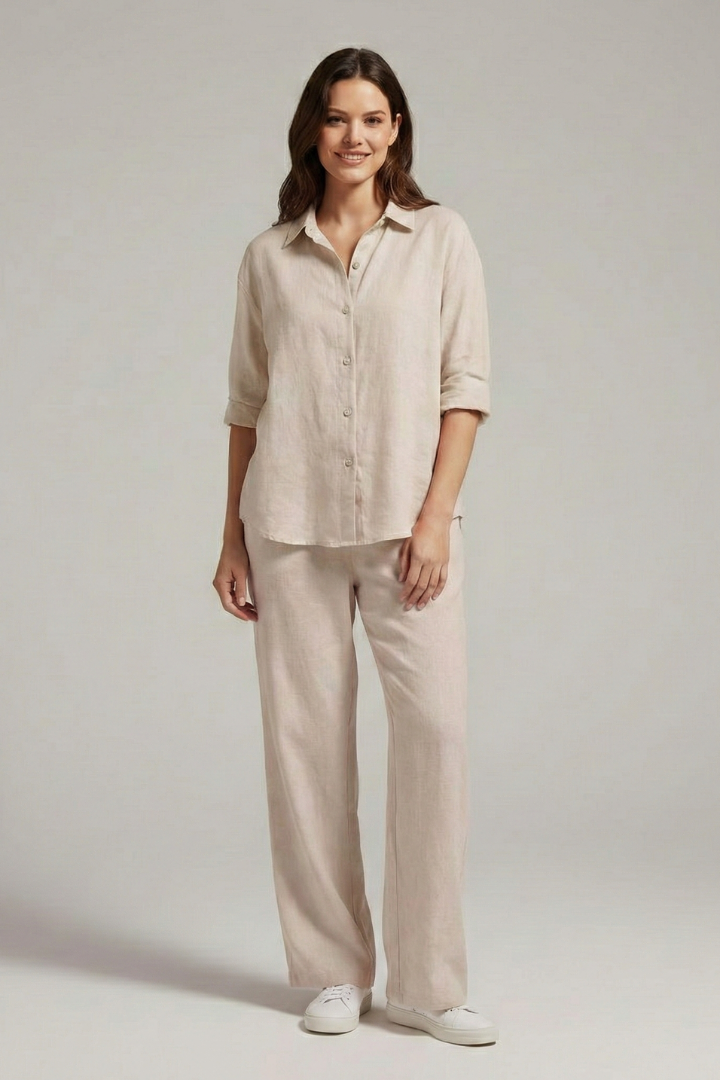 Women’s Two Piece Set with Button Fastening and Elasticated Waist