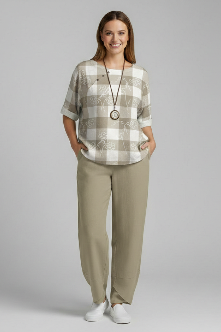 Women’s Two Piece Set with Floral Top and Trousers