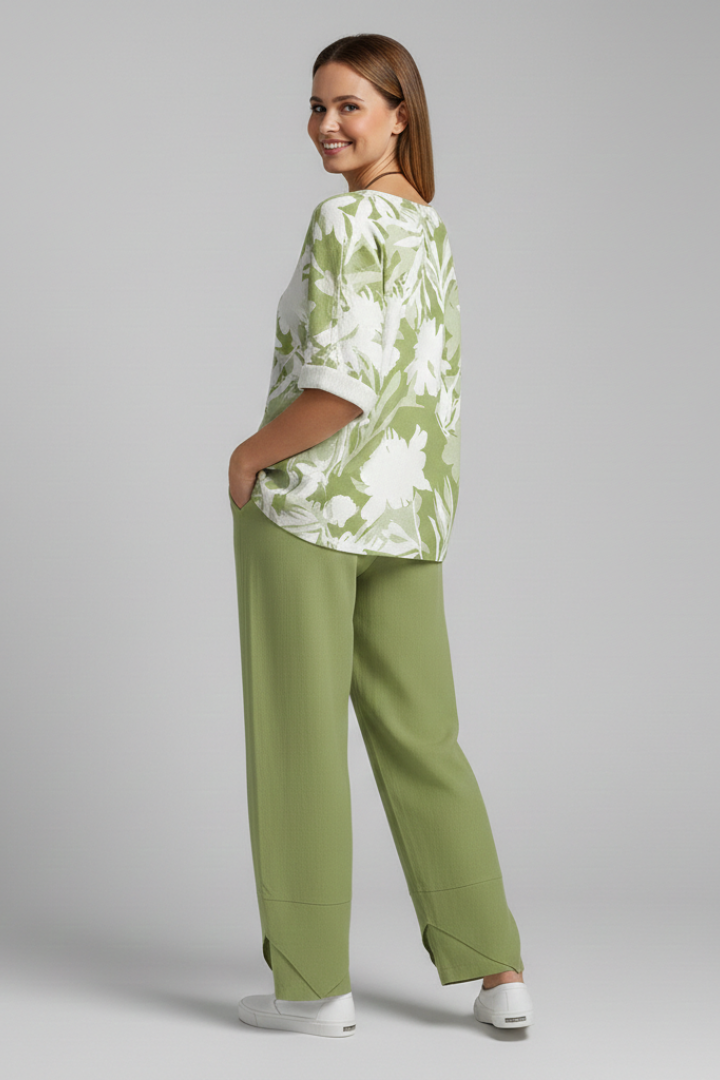 Women’s Two Piece Set with Floral Top and Trousers