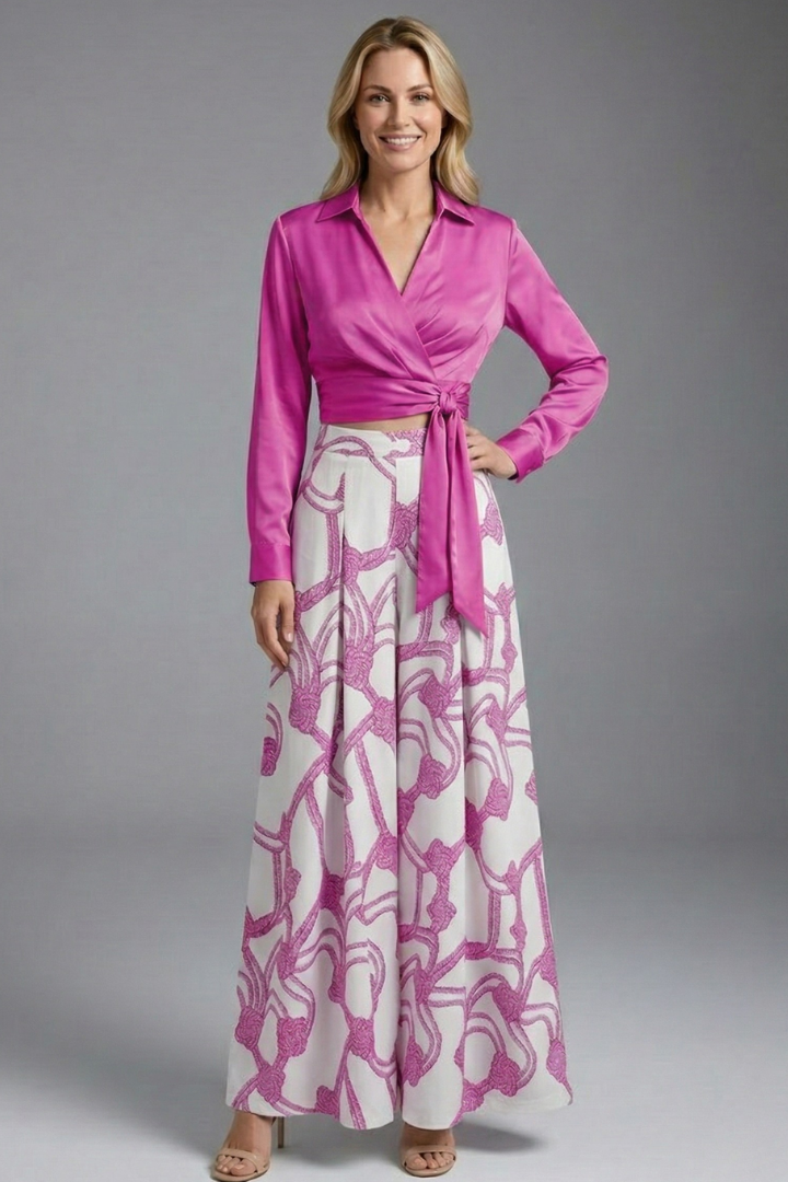 Women’s Two Piece Set with Long Sleeve Crop Top and Maxi Skirt