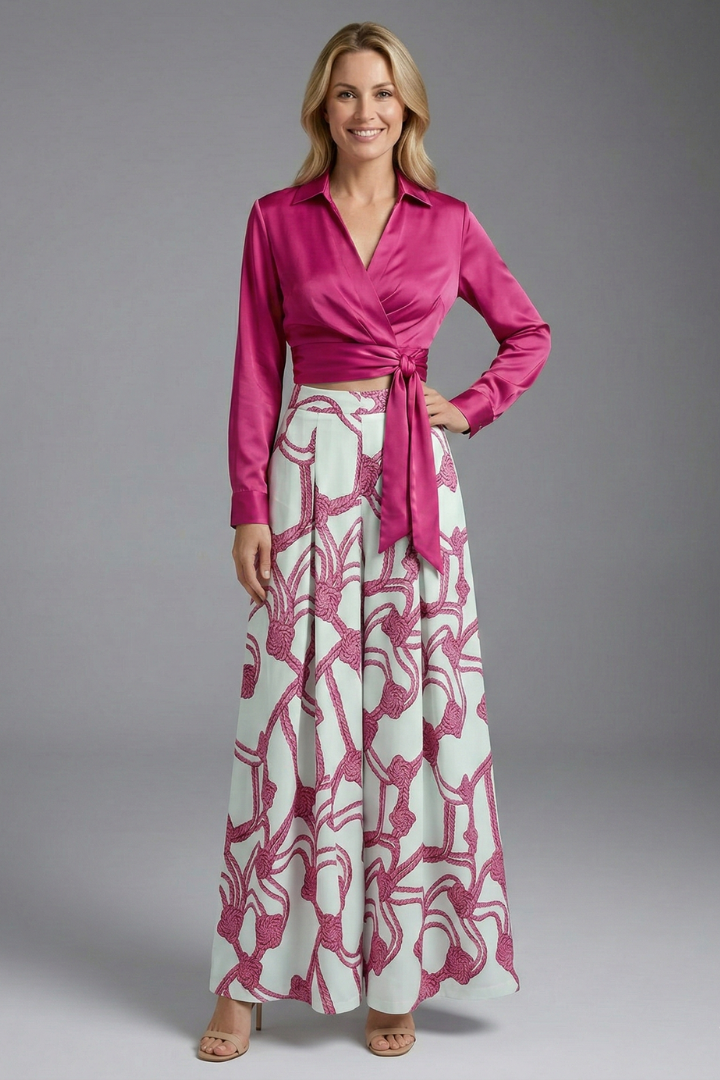 Women’s Two Piece Set with Long Sleeve Crop Top and Maxi Skirt
