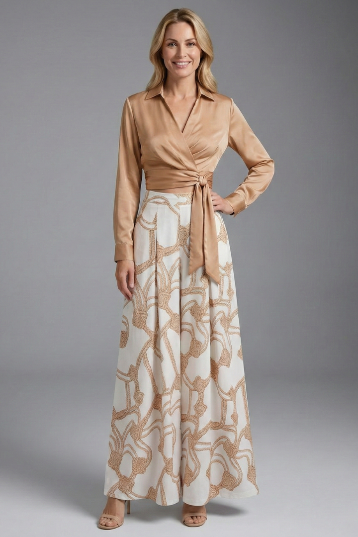 Women’s Two Piece Set with Long Sleeve Crop Top and Maxi Skirt