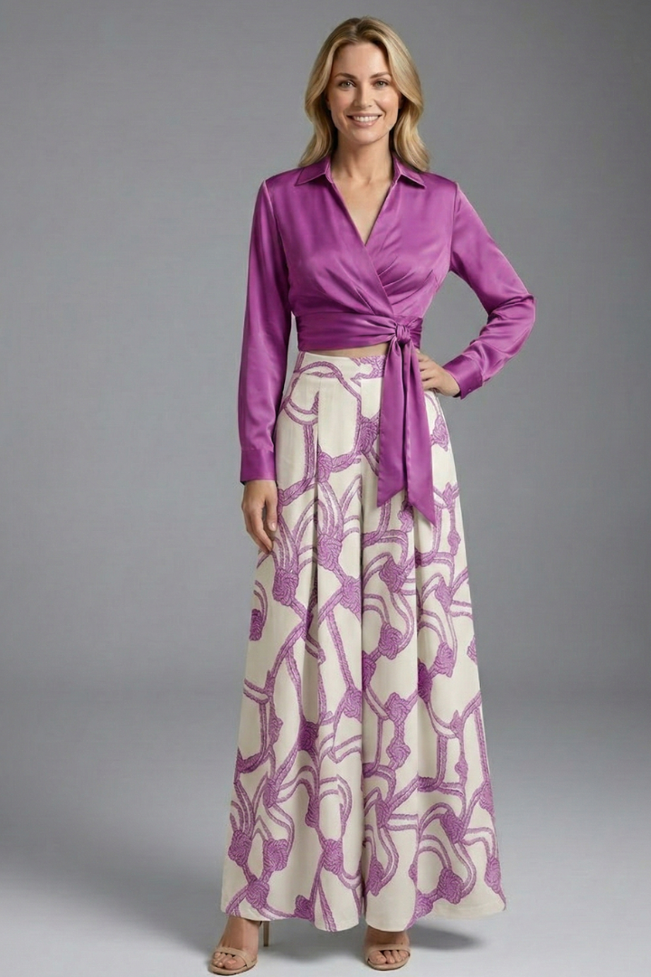 Women’s Two Piece Set with Long Sleeve Crop Top and Maxi Skirt