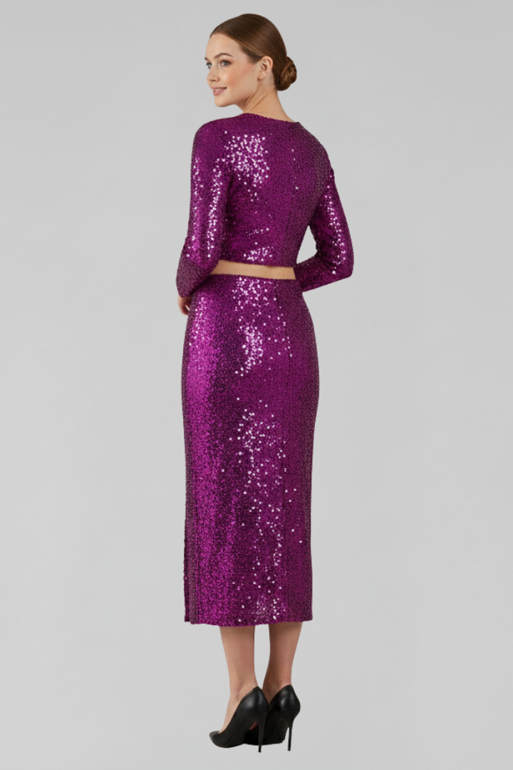 Women’s Two Piece Set with Long Sleeves and Side Slit