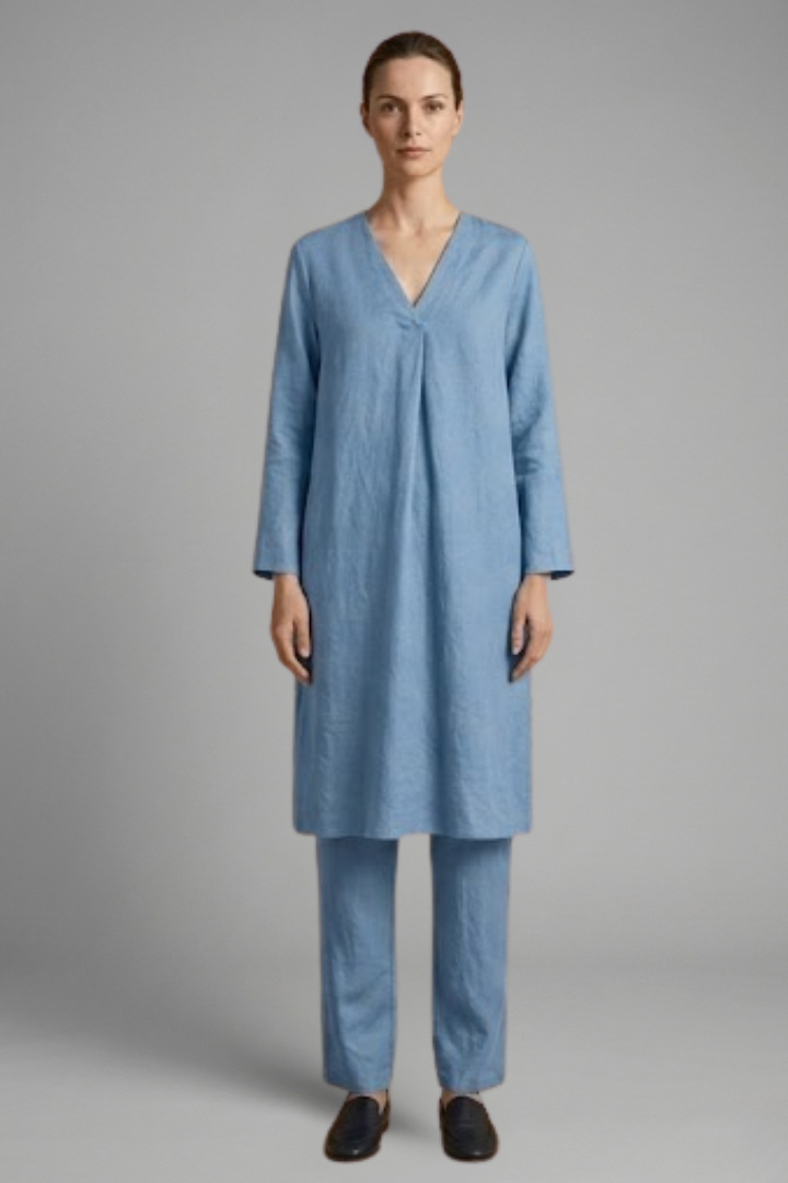 Women’s Two Piece Set with Short Sleeves and Full Length Trousers