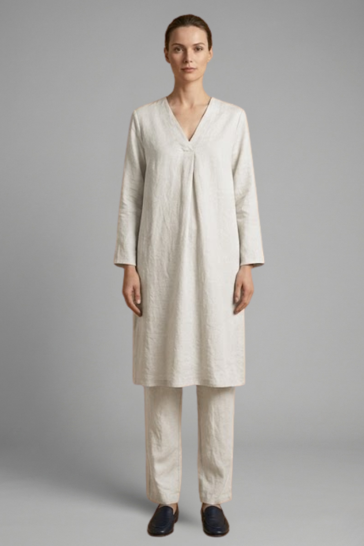 Women’s Two Piece Set with Short Sleeves and Full Length Trousers