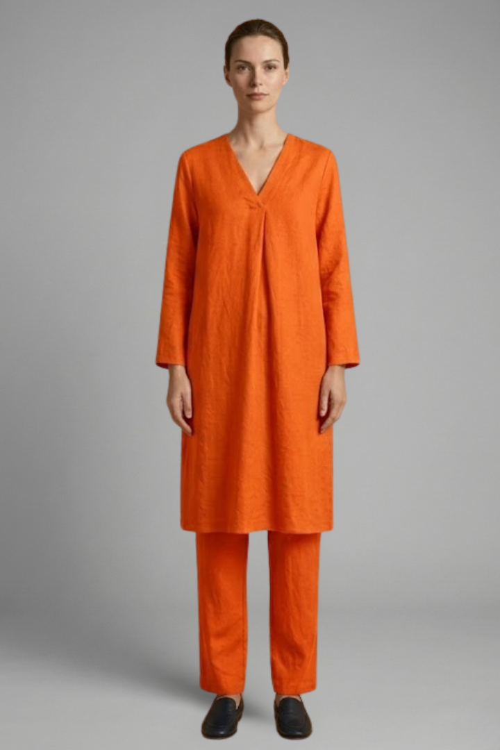 Women’s Two Piece Set with Short Sleeves and Full Length Trousers