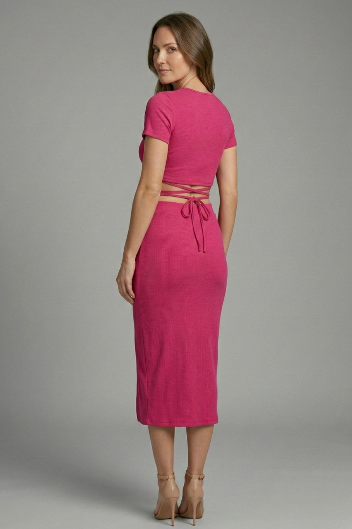 Women’s Two Piece Set with Sleeveless Top and Midi Skirt