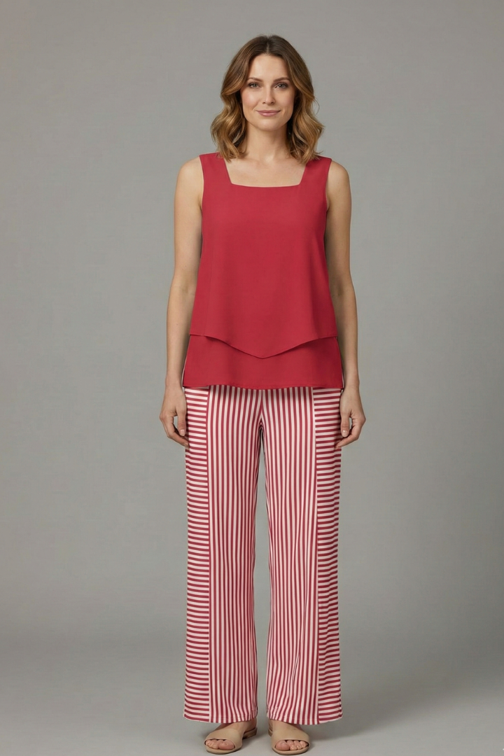 Women’s Two Piece Set with Sleeveless Top and Wide Legs