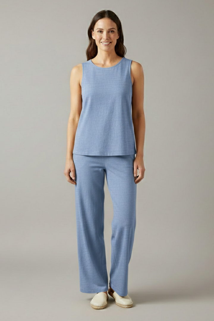 Women’s Two Piece Set with Sleeveless Top and Wide Legs