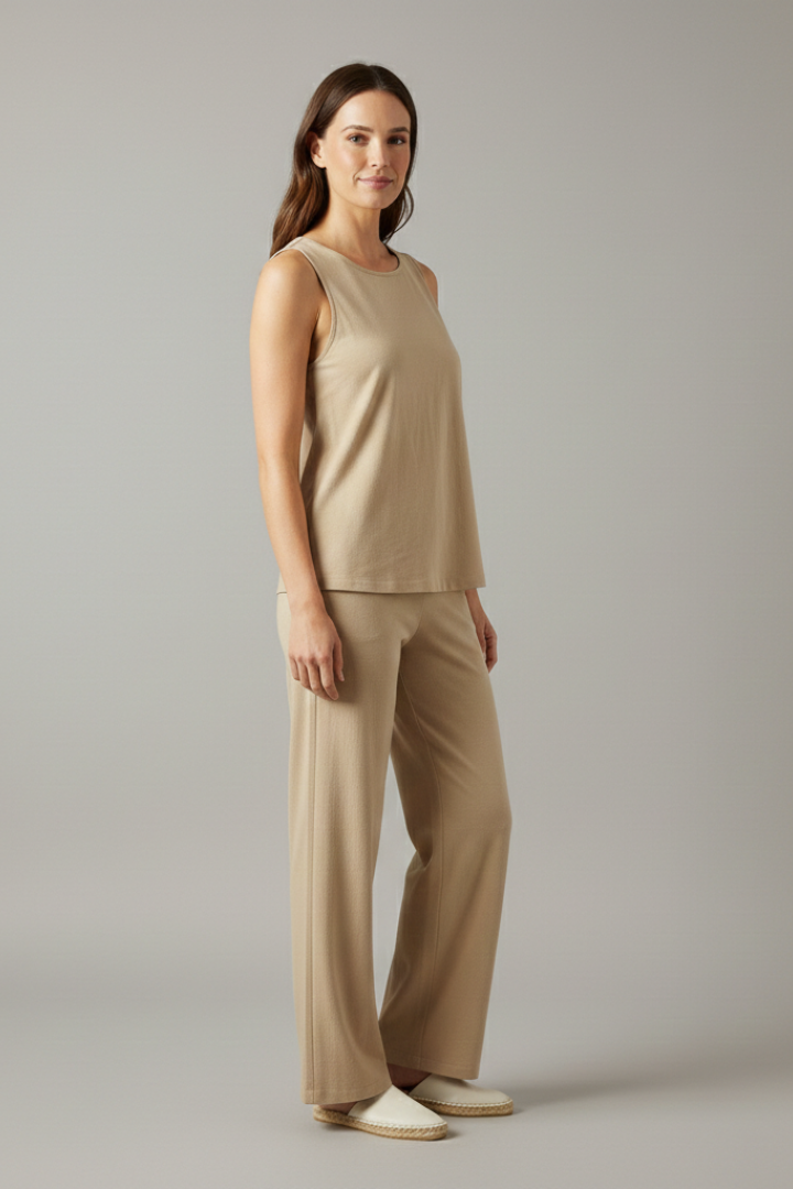 Women’s Two Piece Set with Sleeveless Top and Wide Legs