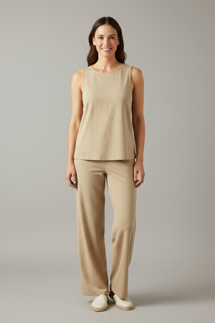 Women’s Two Piece Set with Sleeveless Top and Wide Legs