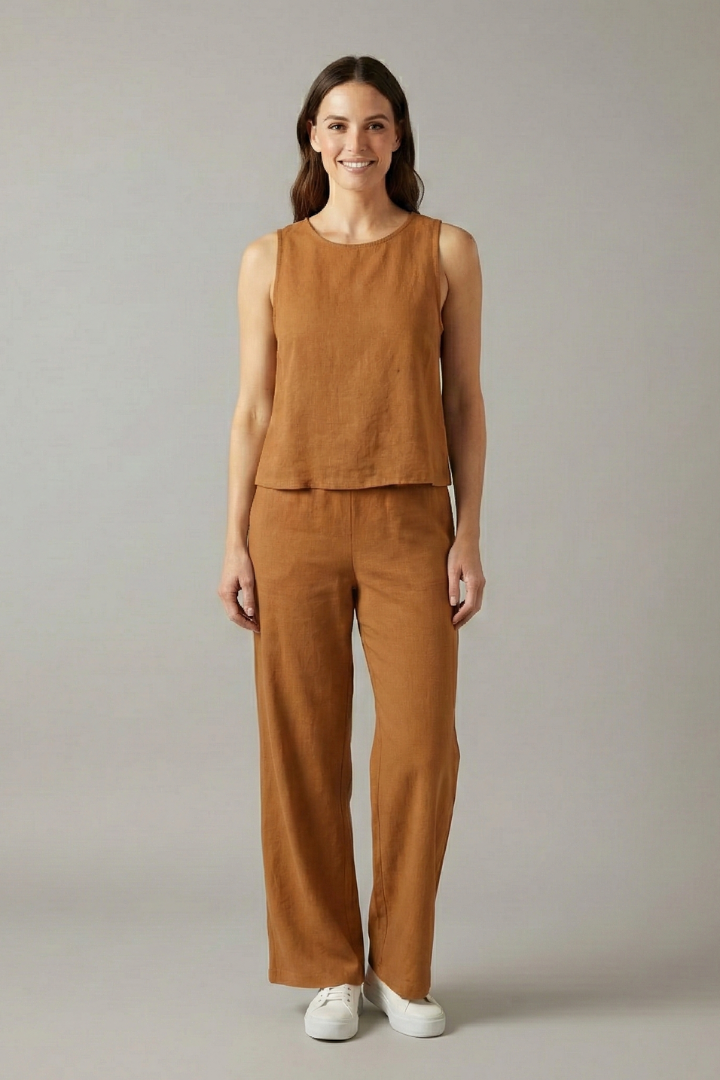 Women’s Two Piece Set with Sleeveless Top and Wide Legs