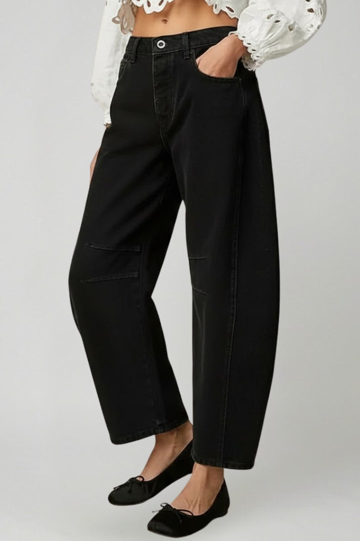 Women’s Wide Leg Jeans with High Waist and Stretch Denim
