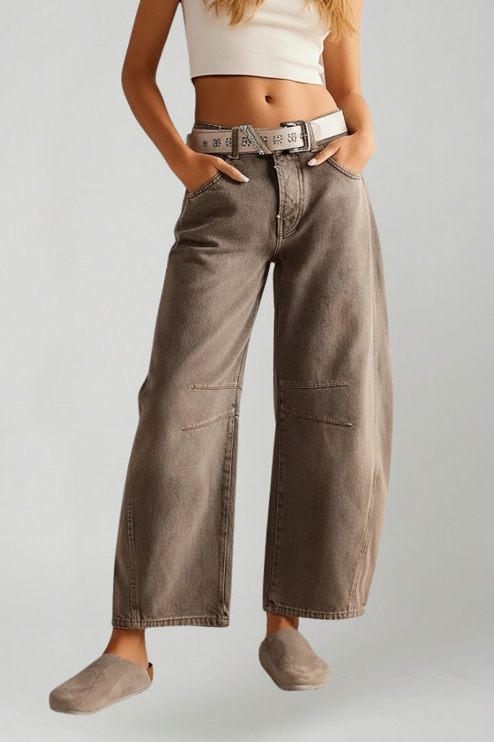 Women’s Wide Leg Jeans with High Waist and Stretch Denim